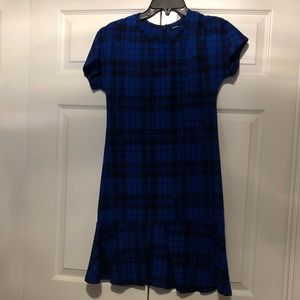 Jill Sander stretch blue plaid dress
